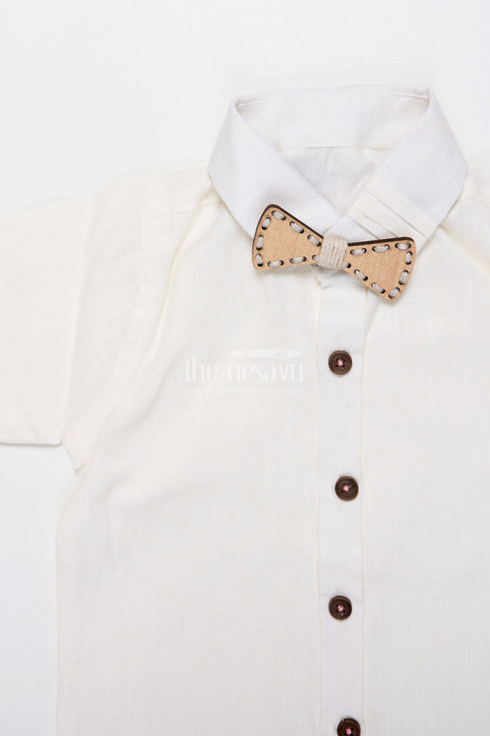 The Nesavu Boys Blazer Set Boys Festive Blazer Set with Jacquard Stripes and Bow Tie Detail Nesavu Nesavu boys jacquard blazer suit set bow tie  formal party outfit