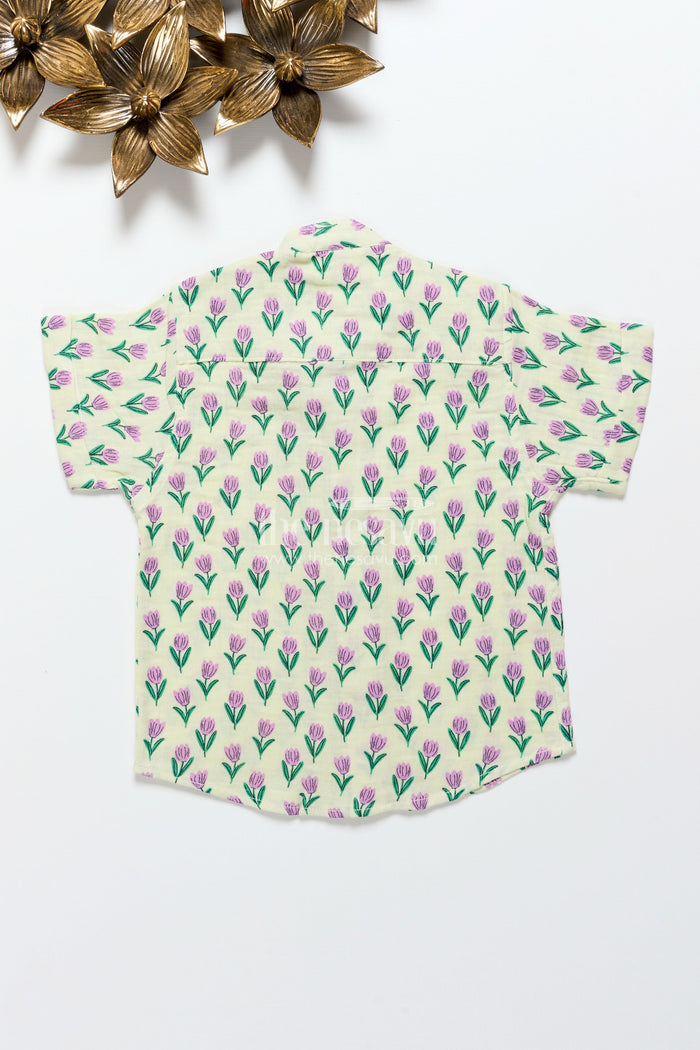 The Nesavu Boys Cotton Shirt Boys Floral Muslin Shirt for Ethnic Day and Casual Wear Nesavu Nesavu boys floral muslin cotton shirt ethnic day casual functions summer dressing