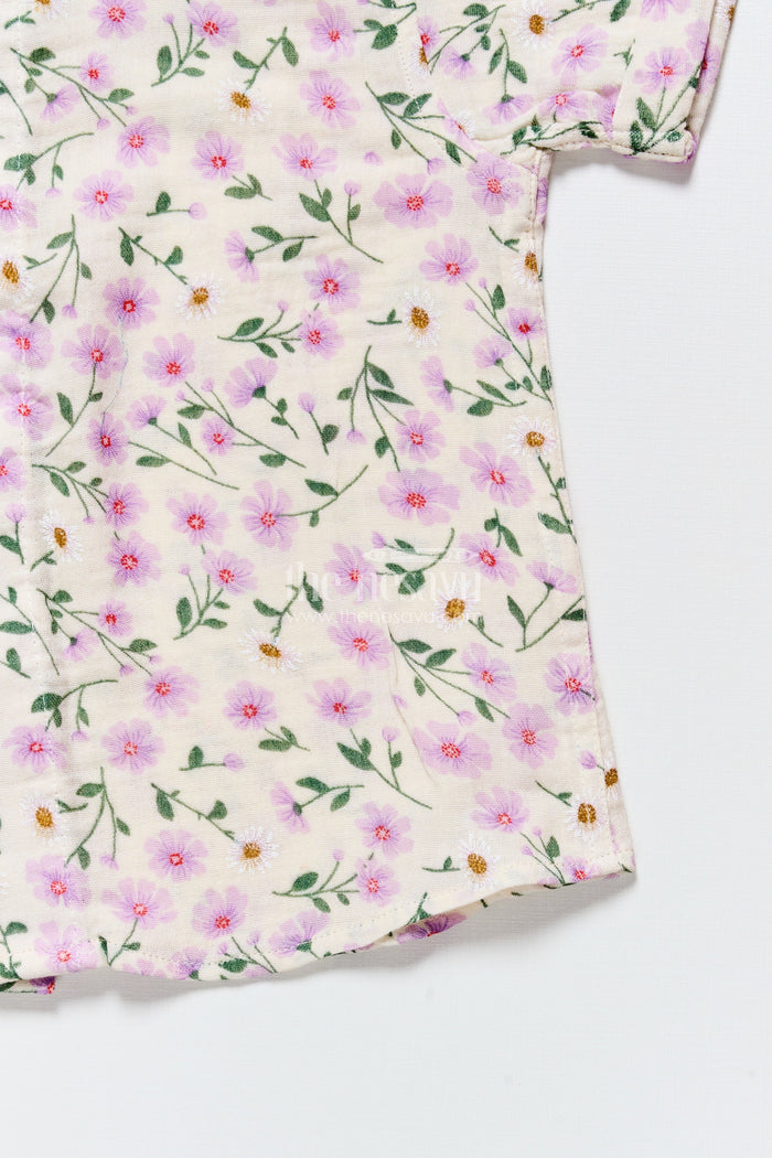 The Nesavu Boys Cotton Shirt Boys Floral Muslin Shirt for Festive Dressing and Casual Celebrations Nesavu Nesavu boys muslin cotton floral shirt festive wear casual functions ethnic day school