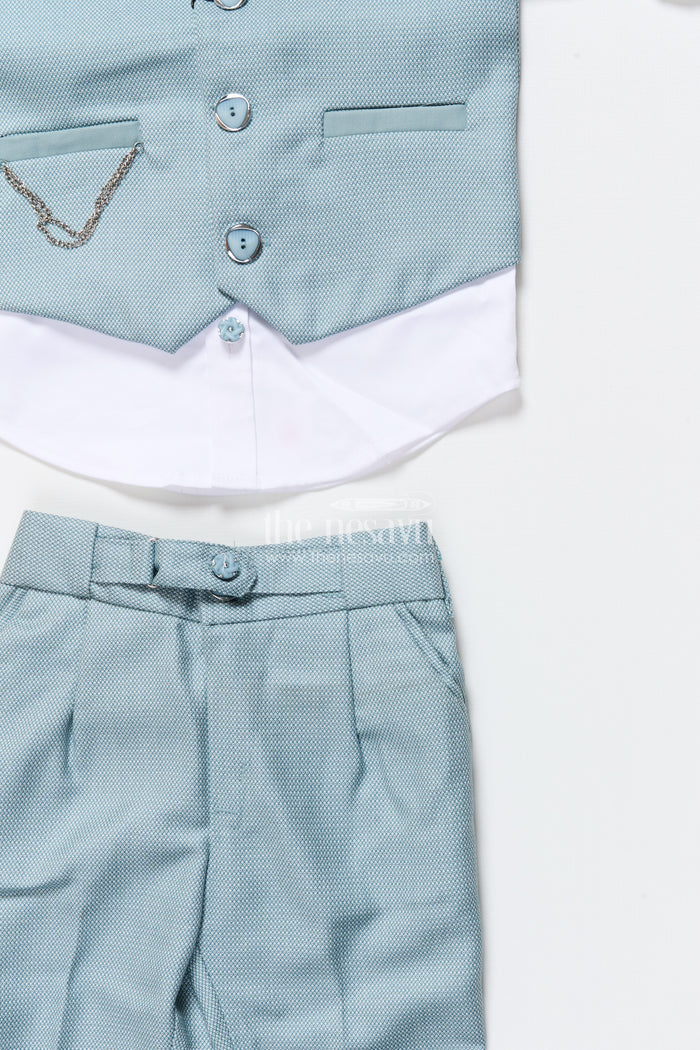 The Nesavu Boys Casual Set Boys Formal Cotton Outfit with Textured Jacket and Bow Tie for Special Occasions Nesavu Nesavu boys formal cotton outfit textured jacket bow tie weddings receptions