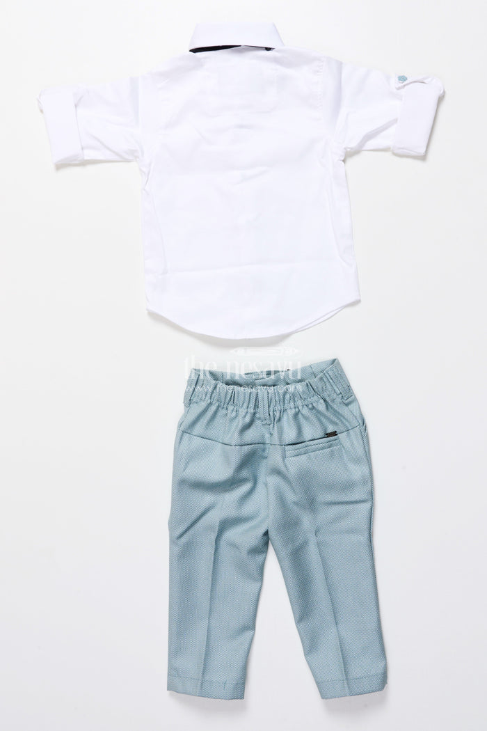 The Nesavu Boys Casual Set Boys Formal Cotton Outfit with Textured Jacket and Bow Tie for Special Occasions Nesavu Nesavu boys formal cotton outfit textured jacket bow tie weddings receptions