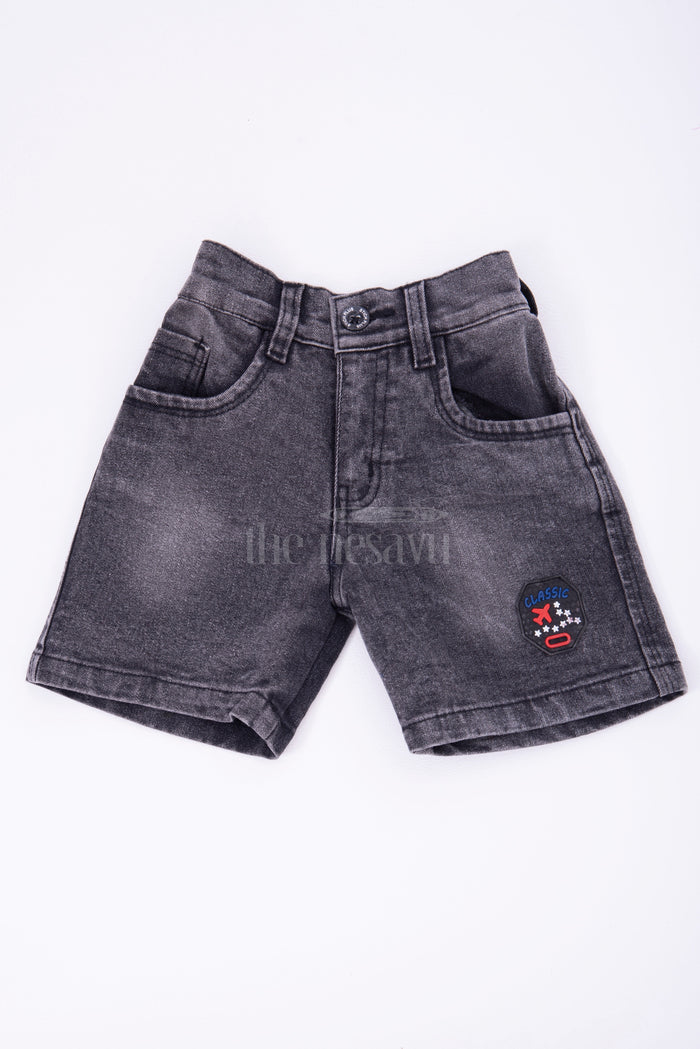 The Nesavu Boys Shorts Boys Grey Denim Shorts with Elastic Waistband Nesavu The Nesavu Boys Grey Denim Shorts with Elastic Waist