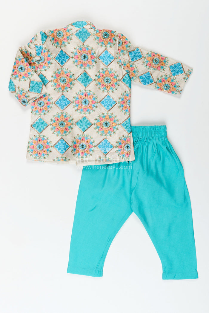 The Nesavu Boys Dothi Set Boys Kurta Set with Dhoti and Pajama for Cultural Events and Functions Nesavu Nesavu boys kurta dhoti pajama set mandala print traditional festive events