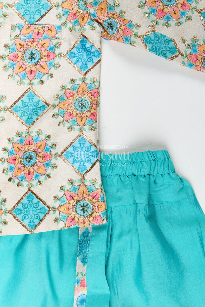 The Nesavu Boys Dothi Set Boys Kurta Set with Dhoti and Pajama for Cultural Events and Functions Nesavu Nesavu boys kurta dhoti pajama set mandala print traditional festive events