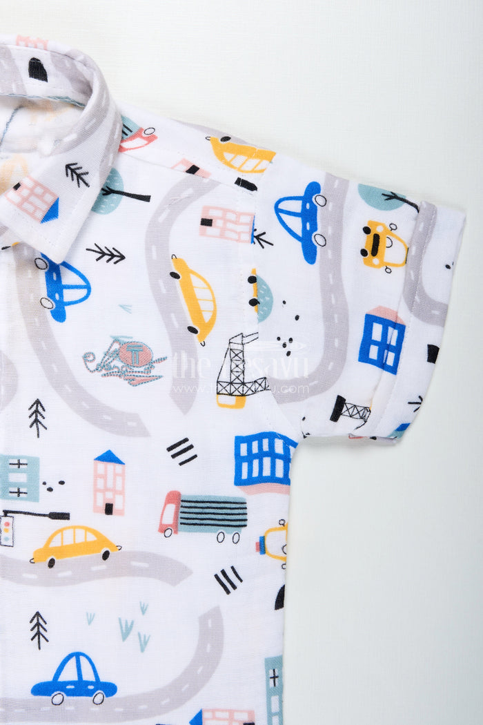 The Nesavu Boys Casual Set Boys Muslin Cotton Shorts T Shirt Set with Digital Prints and Playful Patterns for Active Wear Nesavu Nesavu Boys Muslin Cotton Digital Printed Shorts T Shirt Set Active Casual Wear