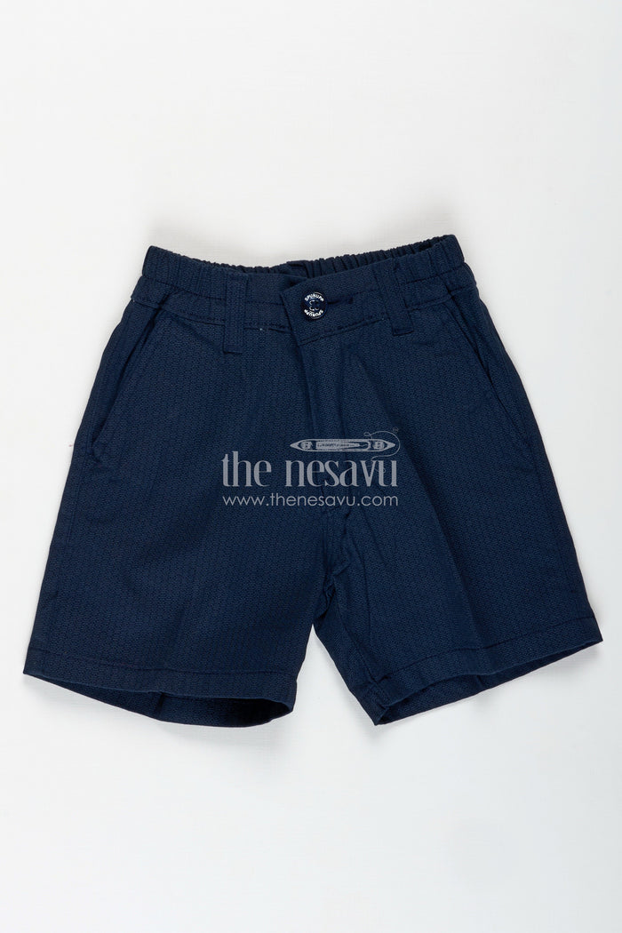 The Nesavu Boys Shorts Boys Navy Blue Uniform Shorts in Cotton Blend with Comfortable Elastic Waist and Structured Fit Nesavu Nesavu Boys Navy Blue Cotton Blend Uniform Shorts Elastic Waist Tailored Comfort