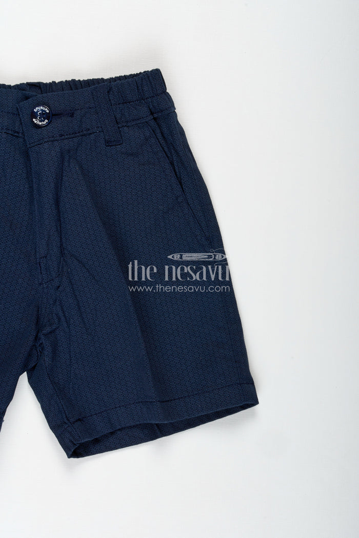 The Nesavu Boys Shorts Boys Navy Blue Uniform Shorts in Cotton Blend with Comfortable Elastic Waist and Structured Fit Nesavu Nesavu Boys Navy Blue Cotton Blend Uniform Shorts Elastic Waist Tailored Comfort