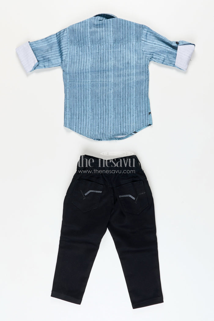 The Nesavu Boys Casual Set Boys Printed Cotton Casual Set with Jeans-Style Trousers Everyday Smart Wear Nesavu Nesavu boys digitally printed cotton casual wear  trendy shirt pants combo