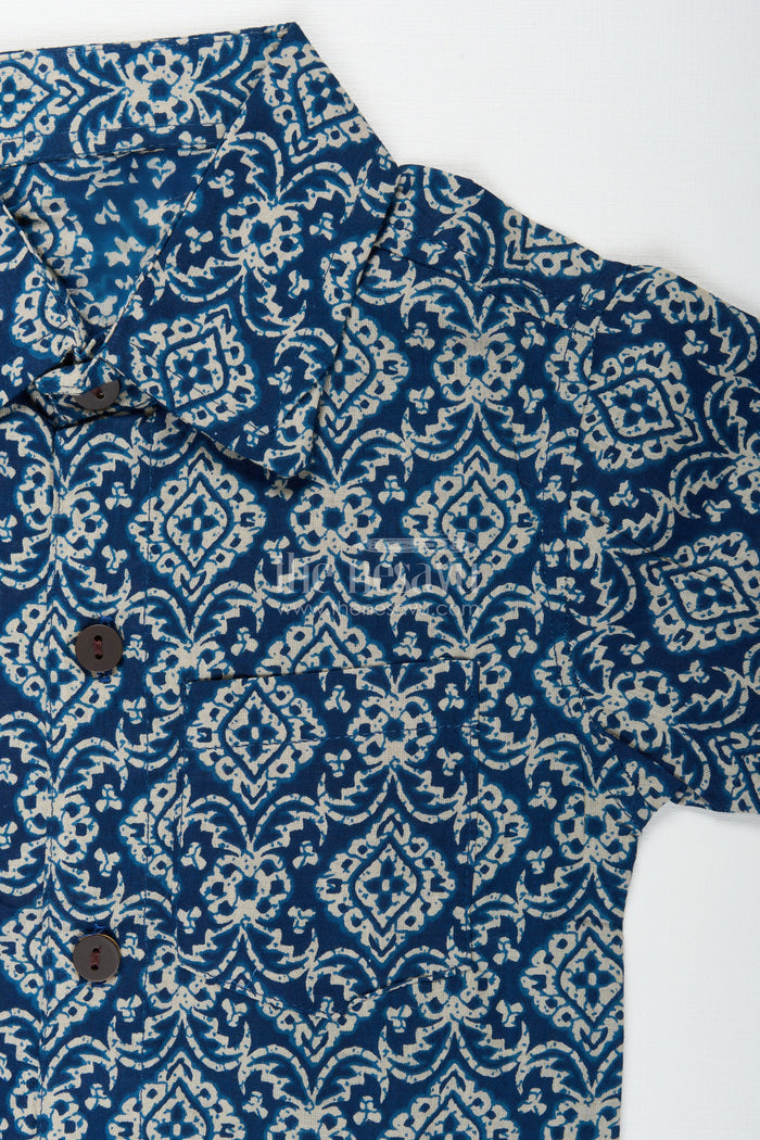 The Nesavu Boys printed cotton set for summer play and outings Nesavu Nesavu boys cotton co-ord set ethnic digital print  stylish casual wear outings daily use