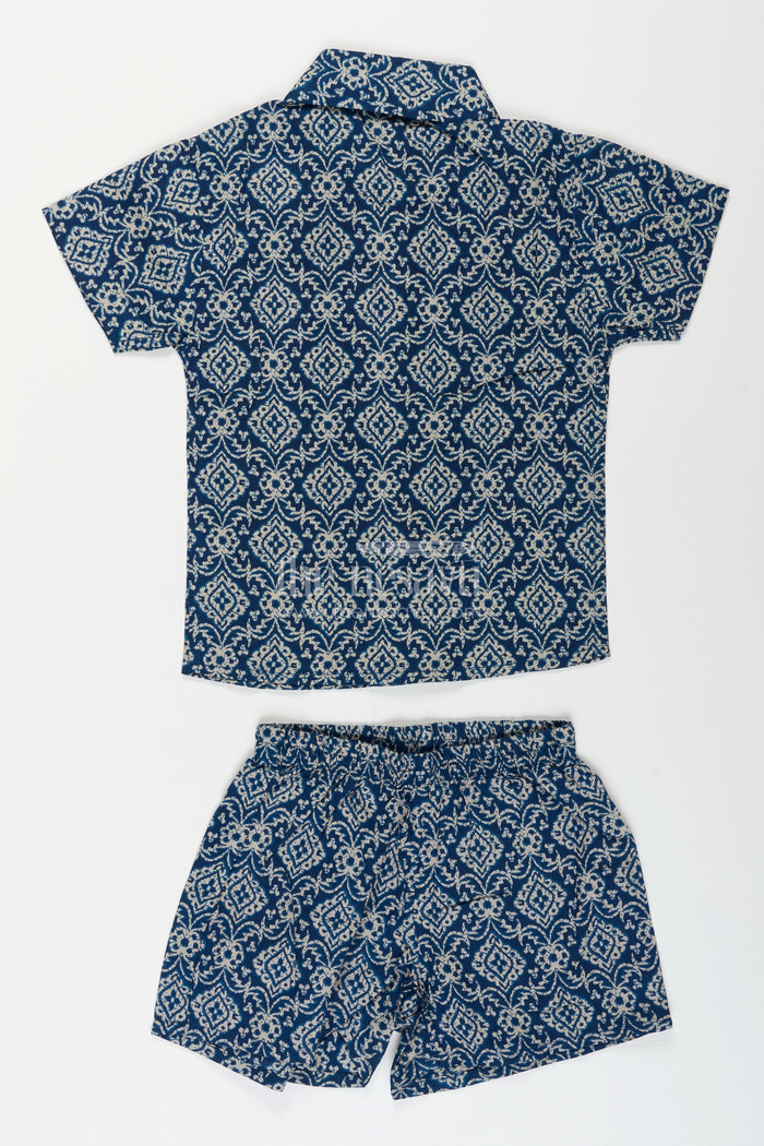 The Nesavu Boys printed cotton set for summer play and outings Nesavu Nesavu boys cotton co-ord set ethnic digital print  stylish casual wear outings daily use