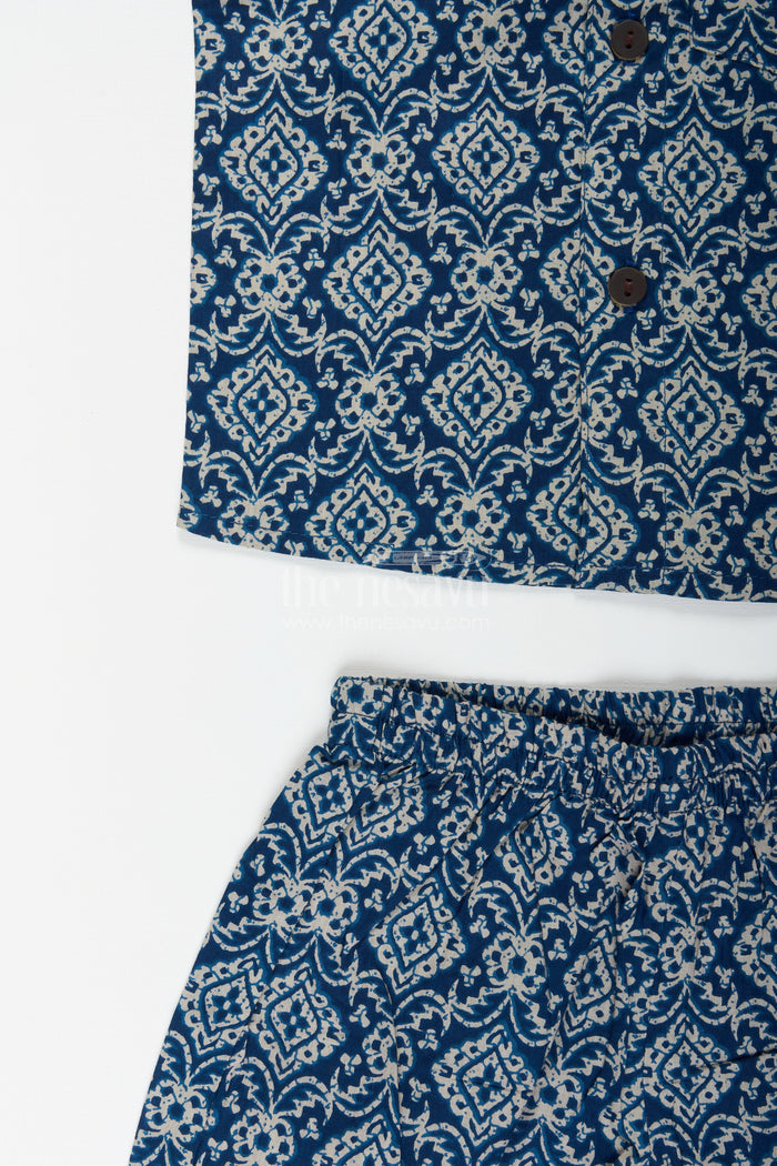 The Nesavu Boys printed cotton set for summer play and outings Nesavu Nesavu boys cotton co-ord set ethnic digital print  stylish casual wear outings daily use