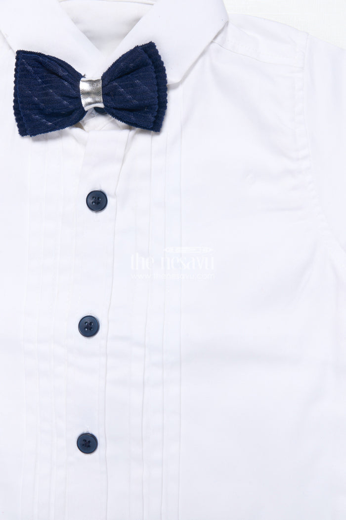 The Nesavu Boys Casual Set Boys Smart Casual Set with Corduroy Vest for Birthdays and Gatherings Nesavu Nesavu boys smart casual set corduroy vest bowtie birthdays special outings