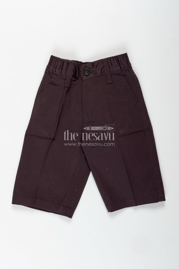 The Nesavu Boys Shorts Boys Stretch Waist Shorts in Cotton Blend with Straight Fit and Handy Pockets for Comfortable Wear Nesavu 16 (1Y) / Gray BWS065B-16 Nesavu Boys Stretch Waist Cotton Blend Shorts Clean Lines All Day Comfort Fit