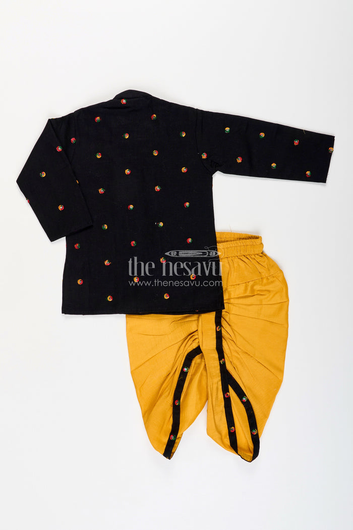 The Nesavu Boys Dothi Set Boys Traditional Dothi Set with Embroidered Kurta Nesavu Nesavu boys cotton embroidered dothi kurta set  ideal traditional events