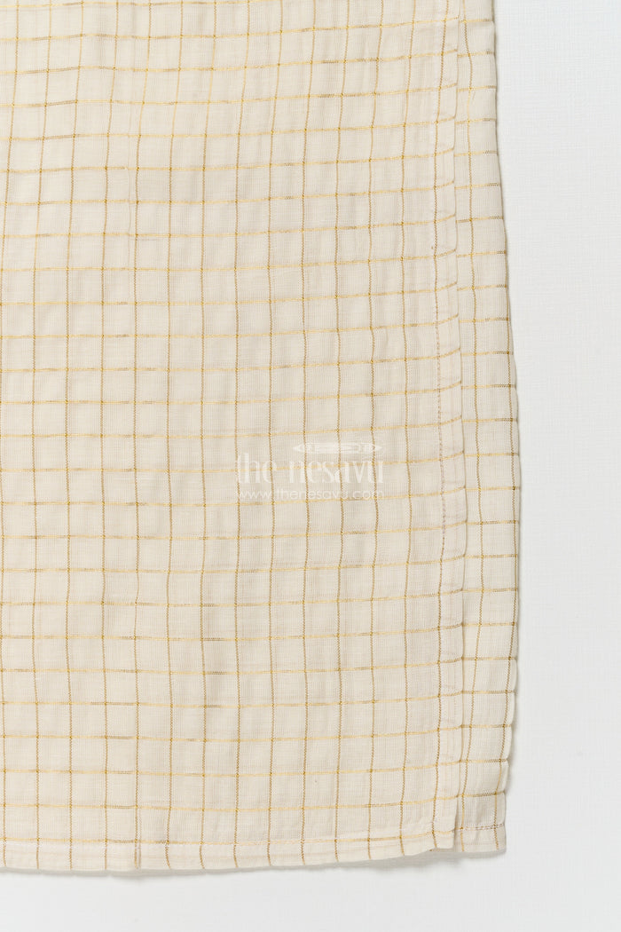 The Nesavu Boys Vesti Boys Traditional Vesti for Festivals and Ceremonies Nesavu 16 (1Y) / Cream D037B-16 Nesavu boys tissue vesti checked pattern traditional events festive occasions