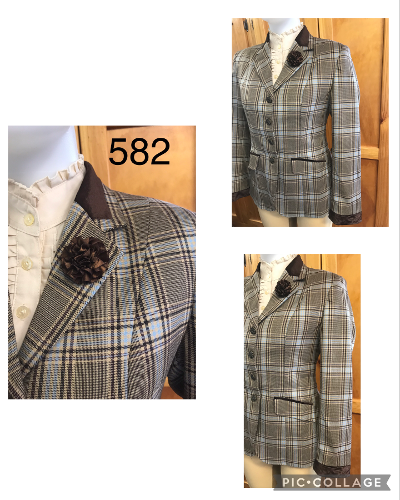 Brown, Cream & Pale Blue Check STUNNING "NEW" Show Hunter Jacket Adults (582, 583, 584)
