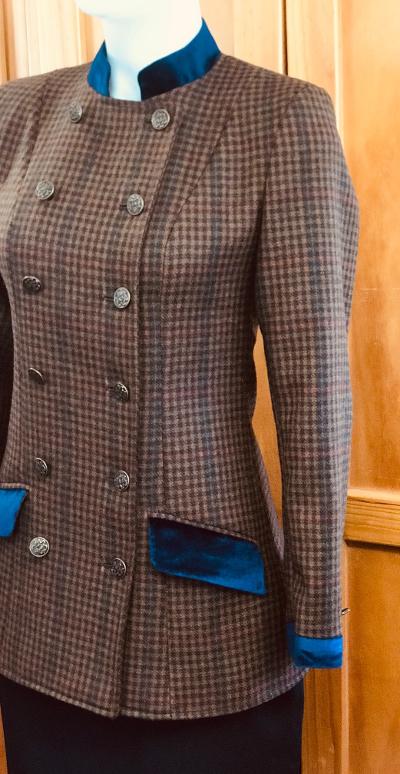 Brown, Faint Green & Red Check Stunning Show Hunter Leading Rein Jacket (381)