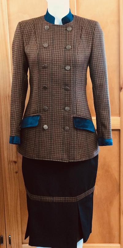 Brown, Faint Green & Red Check Stunning Show Hunter Leading Rein Jacket (381)
