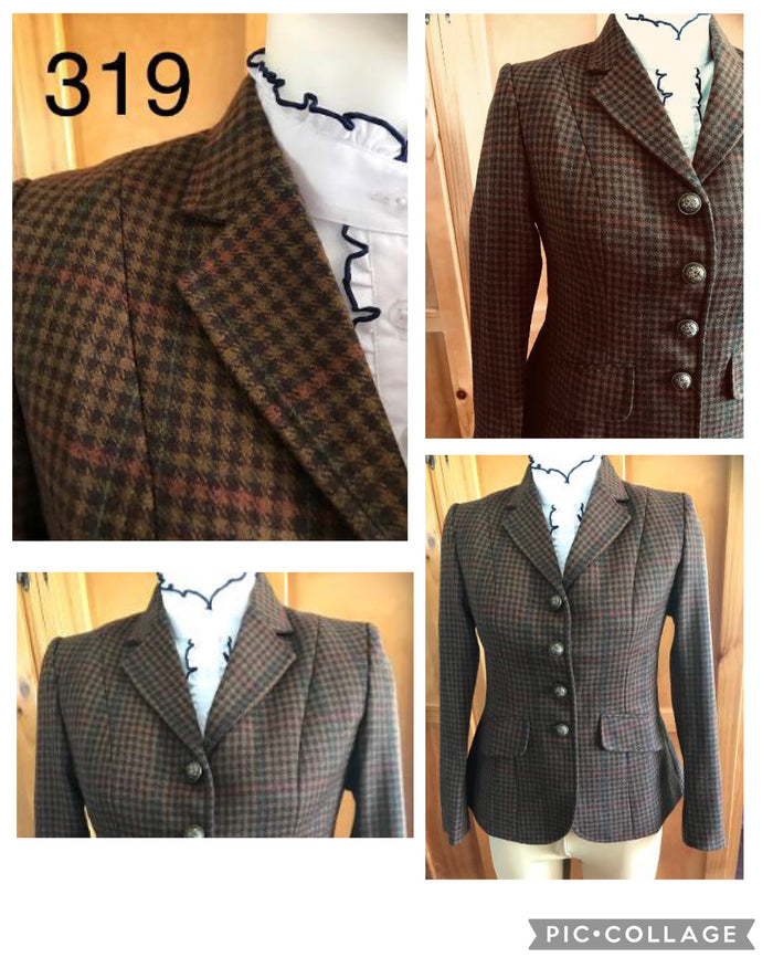Brown, Mustard & Faint Green & Red Check Show Hunter Jacket With No Trims Adults (319)