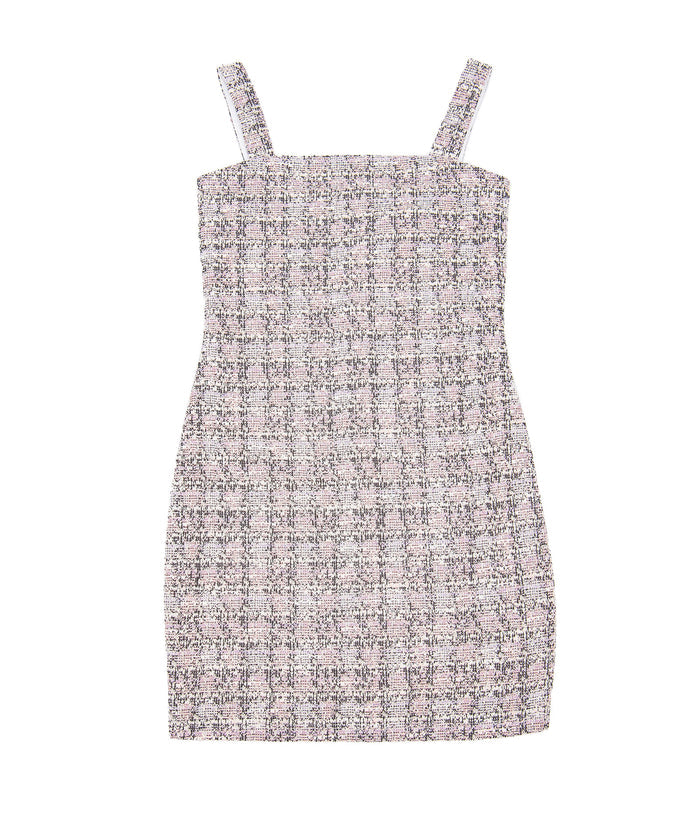 By Debra Girls Cara Pink/Black/White Boucle Straight Strap Dress Girls Special Dresses By Debra Pink Y/XS (6X)