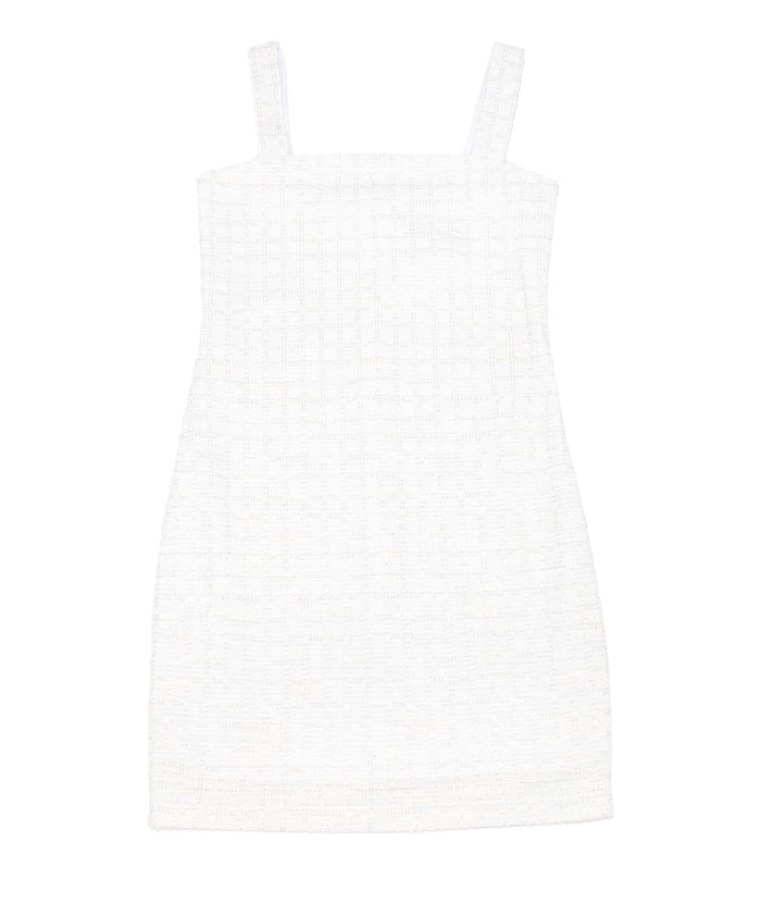 By Debra Girls Cara White/Silver Boucle Straight Strap Dress Girls Special Dresses By Debra White Y/XS (6X)