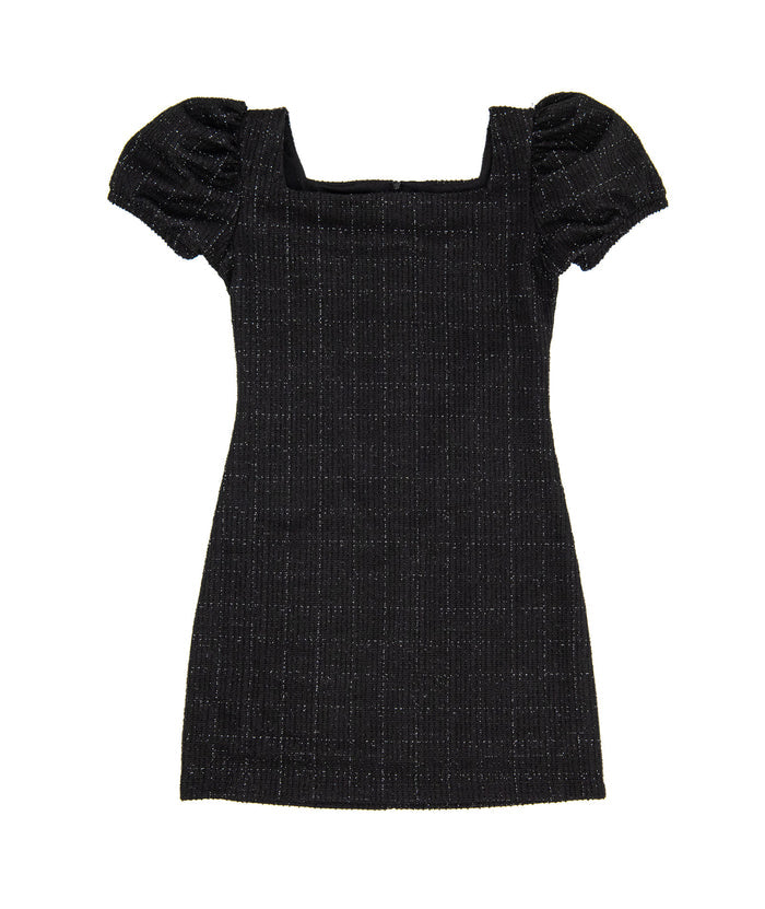 By Debra Girls Juliet Black Boucle Body Con Ruffle Sleeve Dress Girls Special Dresses By Debra Black Y/XS (6X)