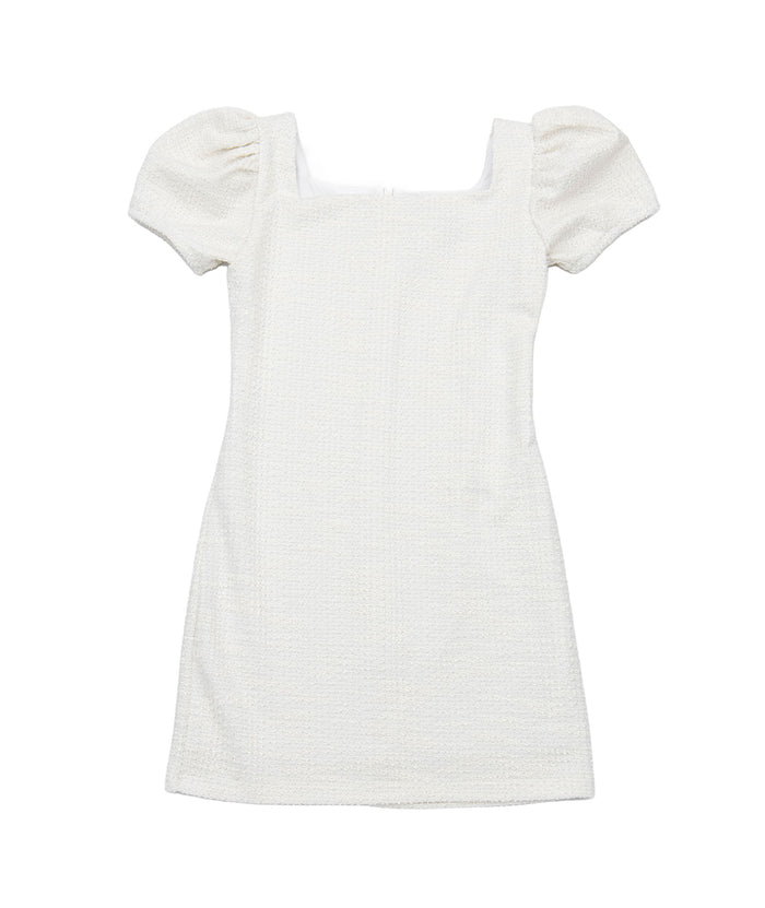 By Debra Girls Juliet Square Neck Puff Sleeve Dress Ivory Boucle Girls Special Dresses By Debra Ivory Y/S (7/8)