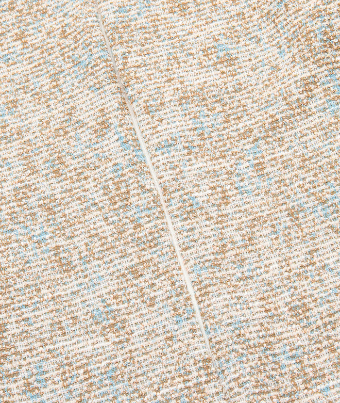 By Debra Girls Juliet Square Neck Puff Sleeve Dress Ivory/Blue Boucle Girls Special Dresses By Debra