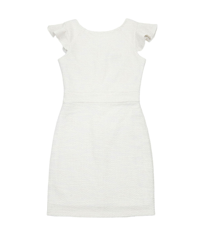 By Debra Girls Milly Flutter Sleeve Sheath Dress Ivory Boucle Girls Special Dresses By Debra Ivory Y/S (7/8)