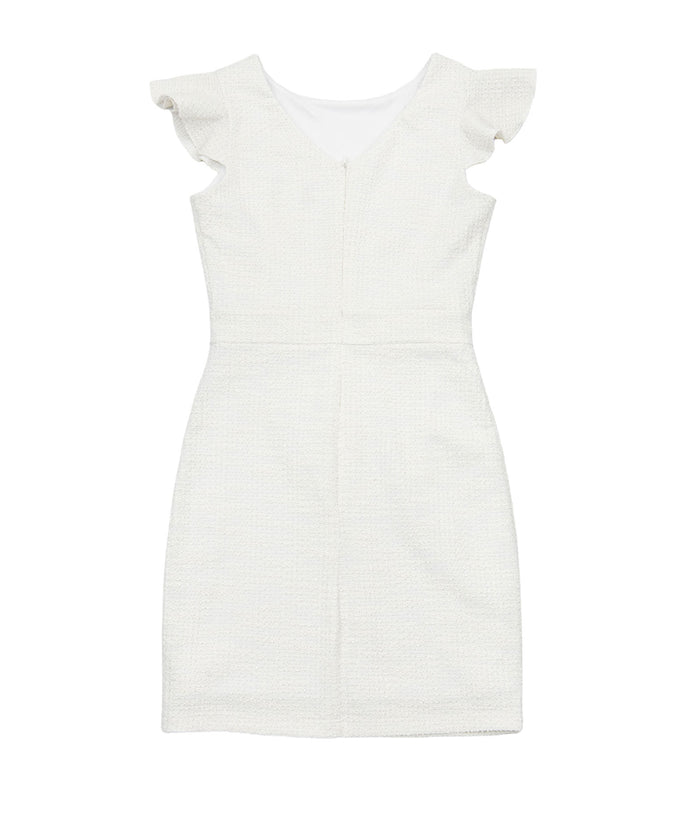 By Debra Girls Milly Flutter Sleeve Sheath Dress Ivory Boucle Girls Special Dresses By Debra