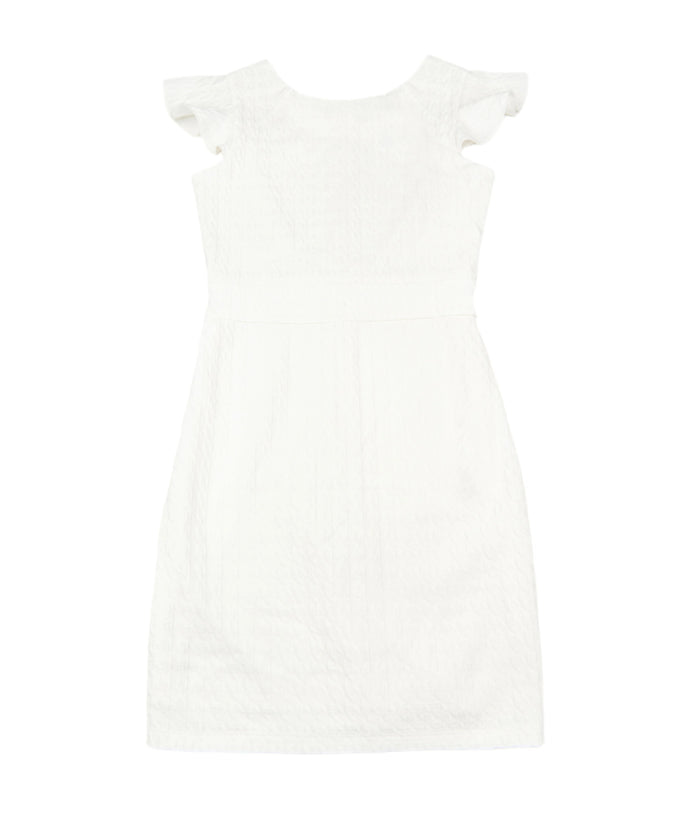 By Debra Girls Milly Ivory Pucker Flutter Sleeve Straight Dress Girls Special Dresses By Debra Ivory Y/XS (6X)