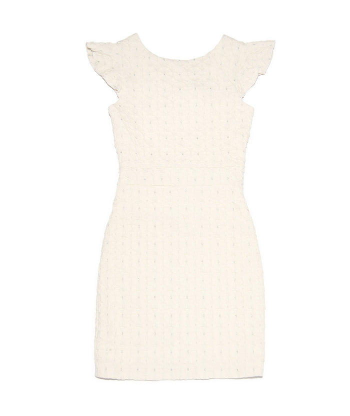 By Debra Girls Milly Ivory/Silver Flutter Sleeve Sheath Dress Girls Special Dresses By Debra Ivory Y/XS (6X)