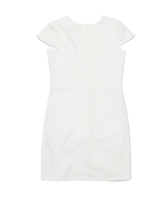 By Debra Girls Sadie Cap Sleeve Ruched Dress Ivory Boucle Girls Special Dresses By Debra
