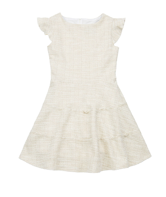 By Debra Girls Sara 3 Tier Dress Ivory/Gold Boucle Girls Special Dresses By Debra Ivory/Gold Y/XS (6X)