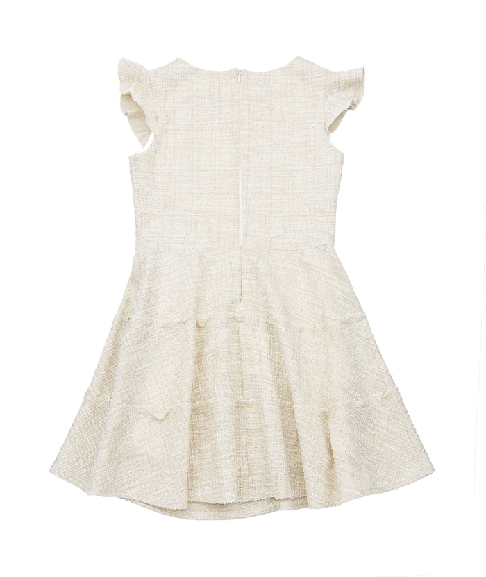 By Debra Girls Sara 3 Tier Dress Ivory/Gold Boucle Girls Special Dresses By Debra