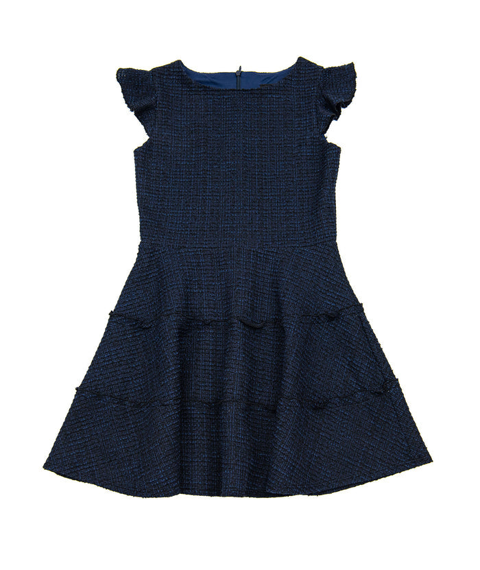 By Debra Girls Sara 3 Tier Dress Navy Boucle Girls Special Dresses By Debra Navy Y/S (7/8)
