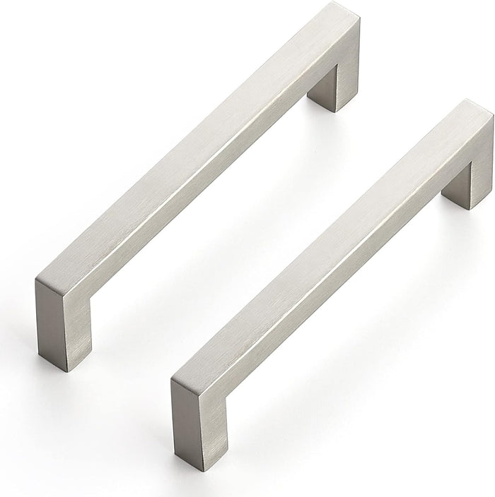 Cabinet Pull , 6" , Square , Brushed Nickel , (10-Pack)