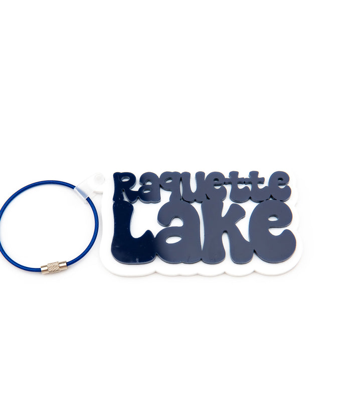 Camp Name Acrylic Key Chains Distressed/seasonal accessories A Wink and a Nod Multi Raquette Lake