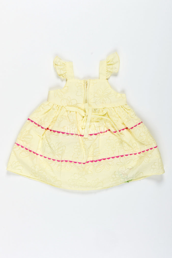 The Nesavu Baby Cotton Frocks Cartoon Print Frock for Baby Girls Daily Wear Nesavu Nesavu Yellow Cartoon Embroidered Casual Frock Baby Girls Frills Bow Soft Georgette