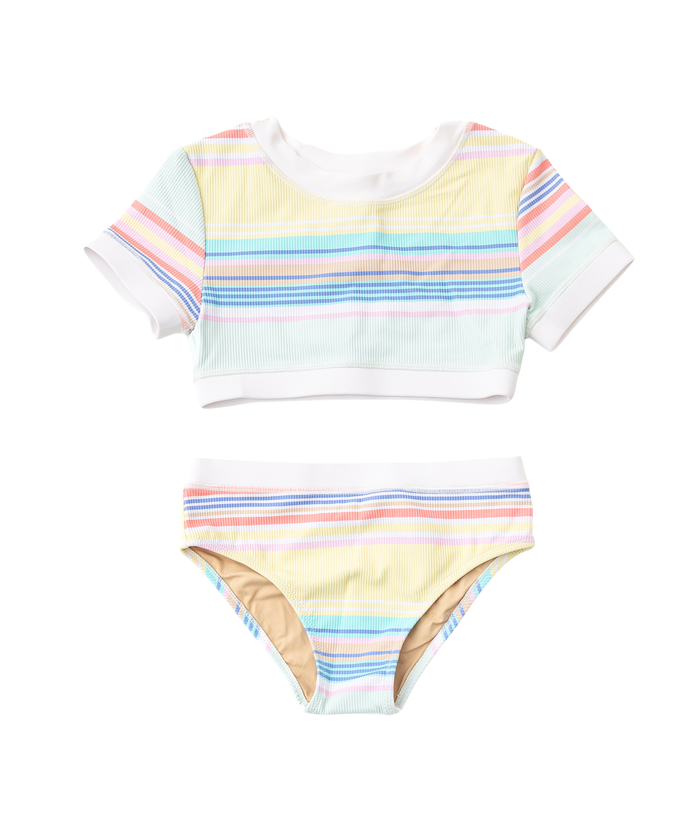Carys Ribbed Crop 2 Piece Surfer Distressed/seasonal girls Shade Critters Striped Y/S (7/8)