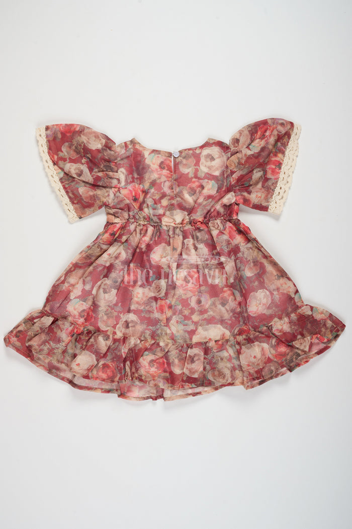 The Nesavu Girls Chanderi Frock Casual Cotton Frock for Women with Floral Tissue Print and Puff Sleeves, Ideal for Summer Outings and Playdates Nesavu Casual Cotton Frock Women Floral Tissue Print Nesavu Ideal Summer Outings Playdates