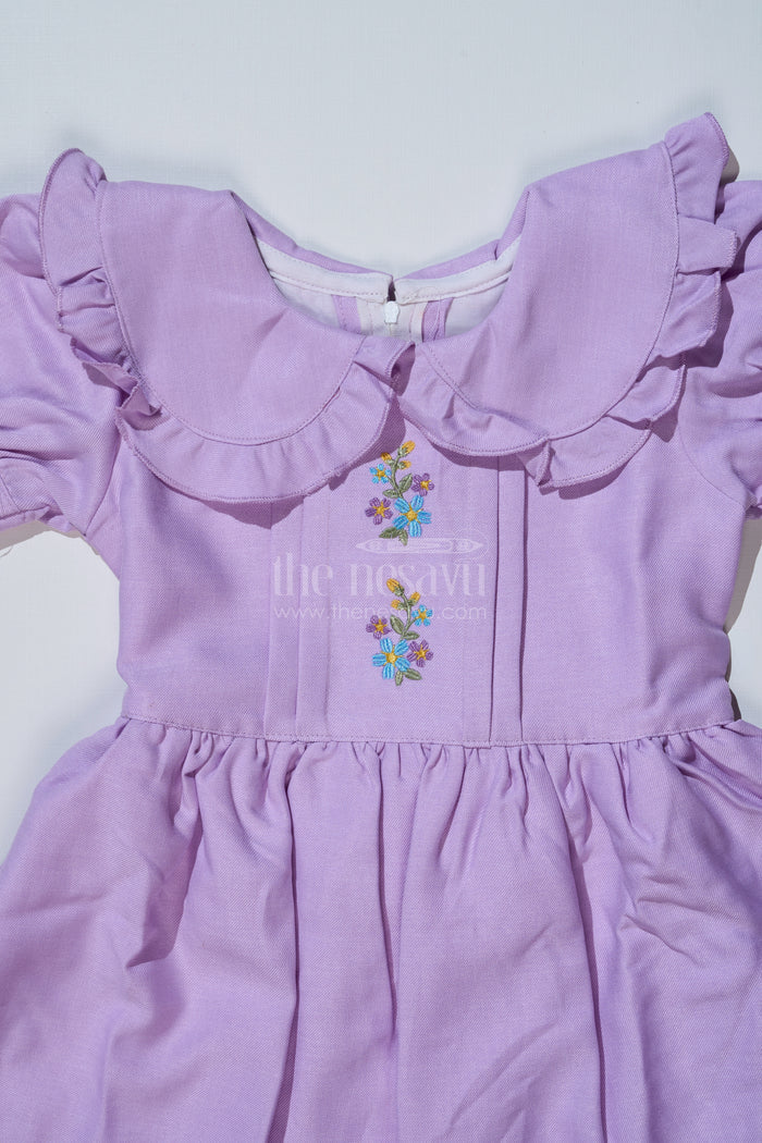 The Nesavu Girls Fancy Frock Casual Frock for Girls in Poly Blended Fabric with Embroidered Details Nesavu Nesavu Casual Frock Girls Poly Blended Fabric Embroidered Details