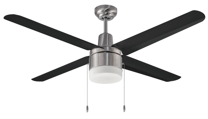Ceiling Fan , 48" , 4 Black Metal Blades, Brushed Nickel