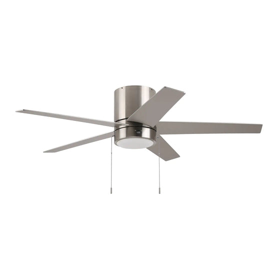 Ceiling Fan , 52" , 5 Reversible Brushed Nickel & Black Metal Blades , Brushed Nickel