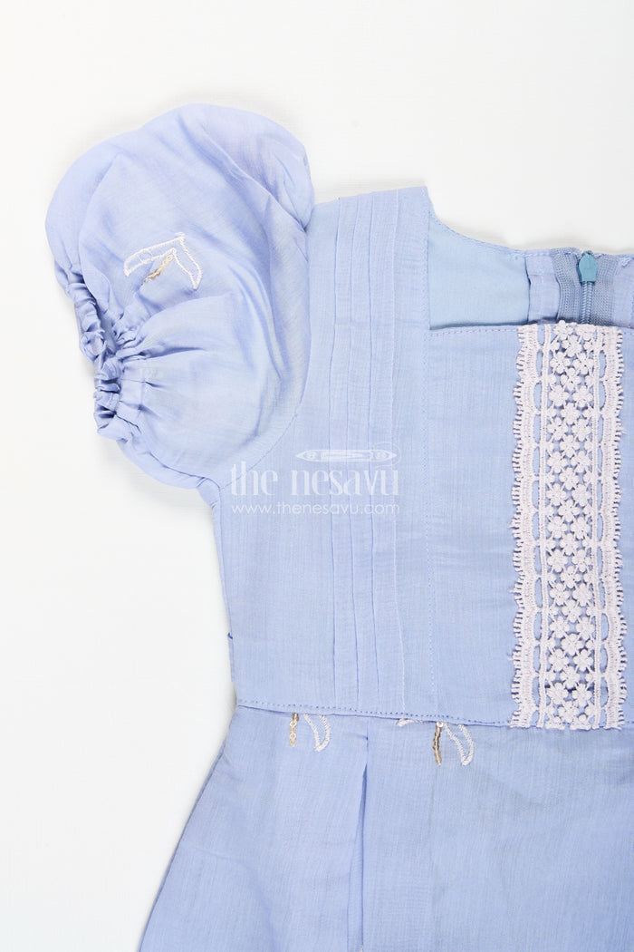 The Nesavu Girls Chanderi Frock Chanderi Frock for Toddler Girls for Weddings and Festive Events Nesavu Nesavu chanderi embroidered frock toddler girls weddings traditional functions