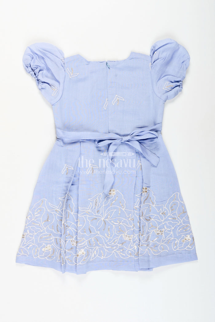 The Nesavu Girls Chanderi Frock Chanderi Frock for Toddler Girls for Weddings and Festive Events Nesavu Nesavu chanderi embroidered frock toddler girls weddings traditional functions
