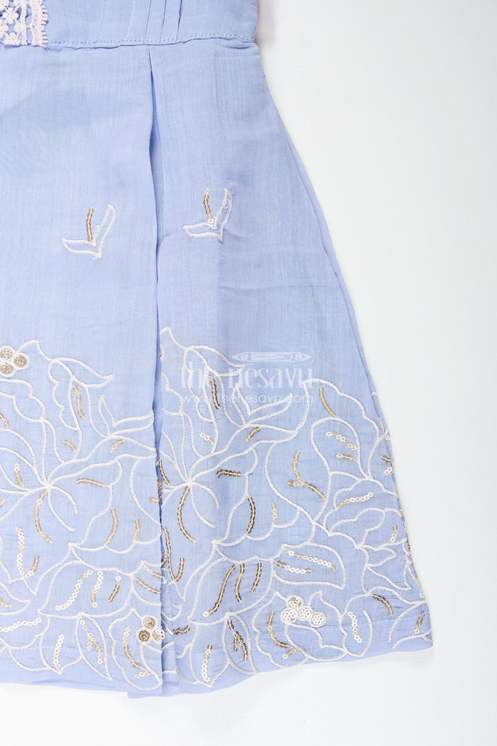 The Nesavu Girls Chanderi Frock Chanderi Frock for Toddler Girls for Weddings and Festive Events Nesavu Nesavu chanderi embroidered frock toddler girls weddings traditional functions