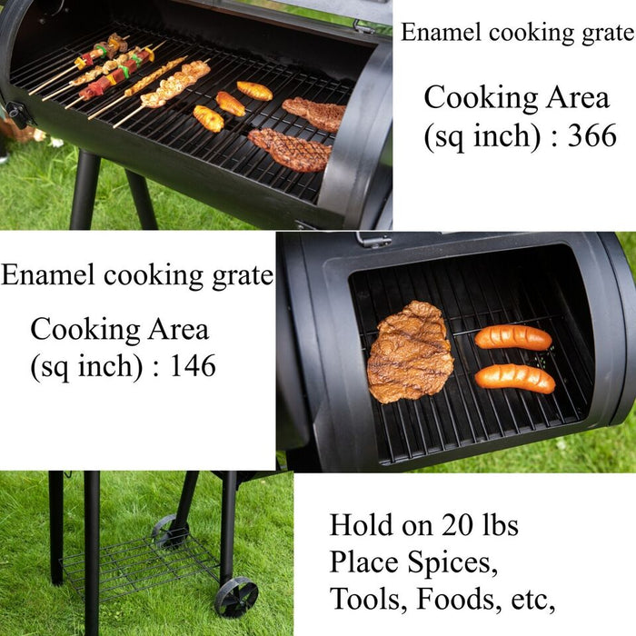 Charcoal Grill with Offset Smoker Combo