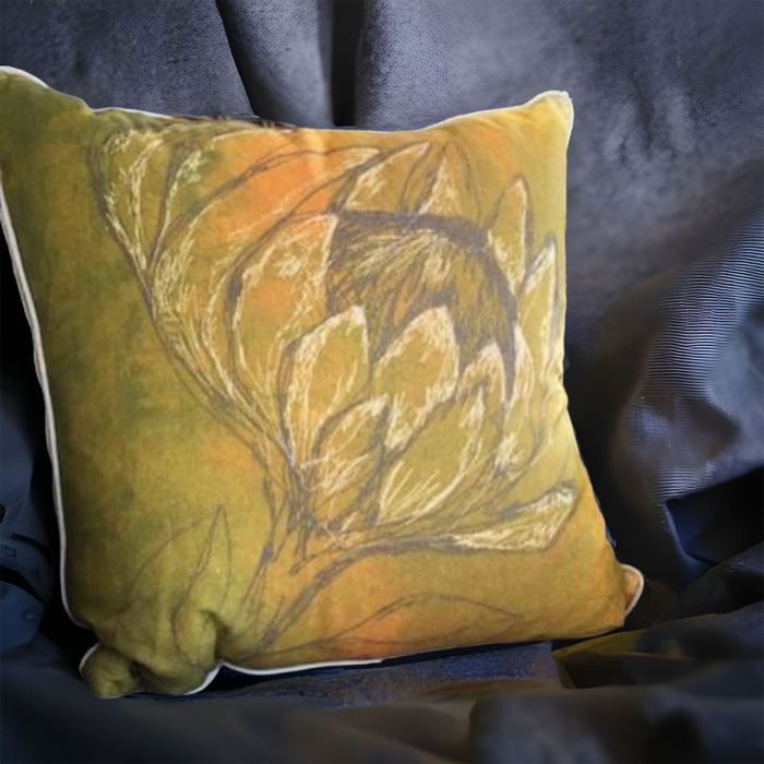 Chartreuse Protea Printed Pillow Cover