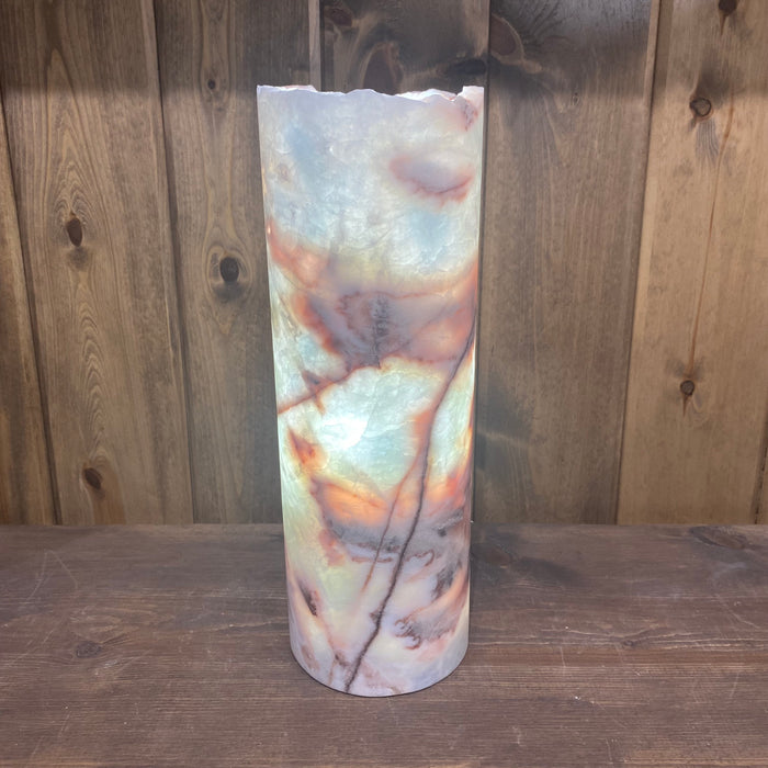 Cherry Blossom Onyx Cylinder Lamp